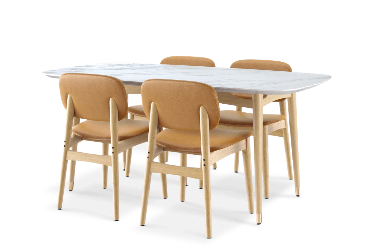 Vincent Walnut Dining Table with 4 Chairs StyleNotch